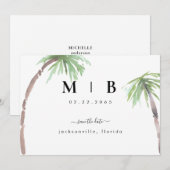 Simple Faire-Part de Mariage Tropical avec Initial (Devant / Derrière)
