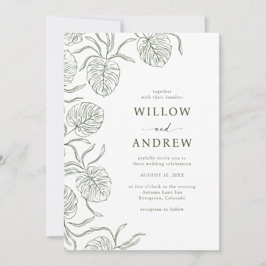 Simple Faire-part de mariage tropicale (Devant)