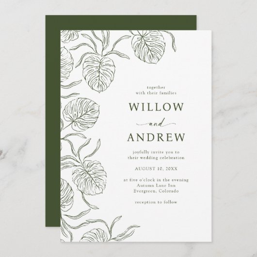 Simple Faire-part de mariage tropicale (Devant / Derrière)