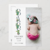 Simple Faire-part de naissance photo bébé Cactus (Devant / Derrière)