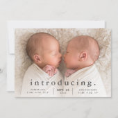 Simple Faire-part de naissance photo jumelle minim (Devant)