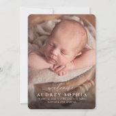 Simple faire-part de naissance photo rose (Devant)