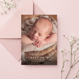 Simple faire-part de naissance photo rose