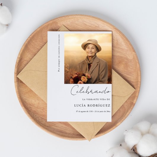 Simple faire-part funéraire espagnol Celebrando