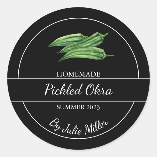 Simple fait maison Picked Okra Étiquette Noir (Devant)