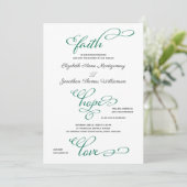 Simple Faith Hope Love Script Faire-part de mariag (Debout devant)