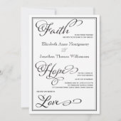 Simple Faith Hope Love Script Faire-part de mariag (Devant)