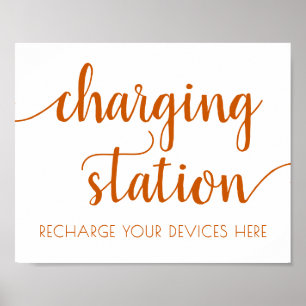Simple Fall Charging Station   Burnt Orange Event Poster