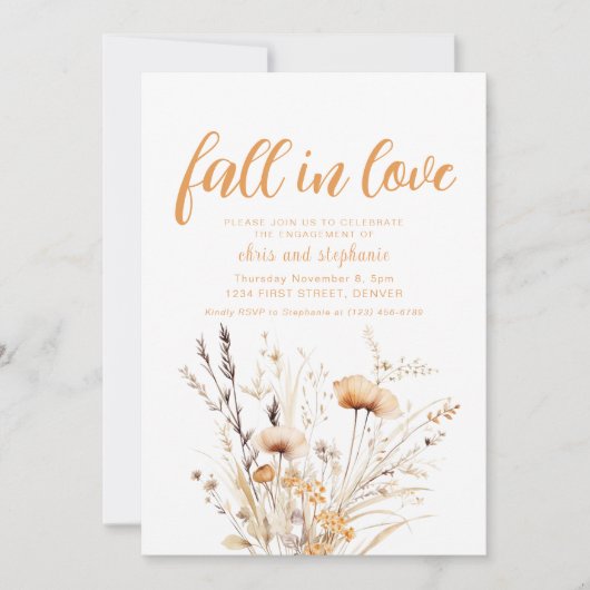 Simple Fall in Love Engagement Invitation (Devant)
