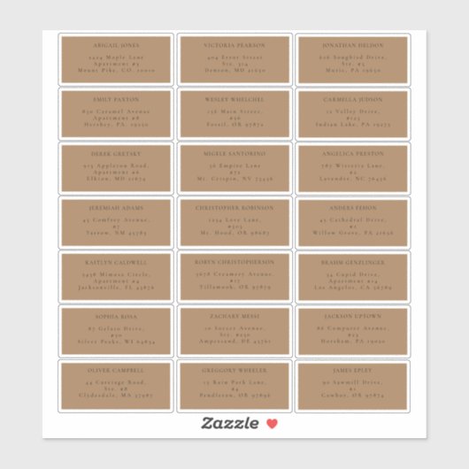 Simple Fall Terracotta Mariage Étiquette de adress (Feuille)