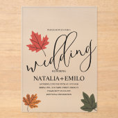 Simple Fall Wedding Leaf  Acryl Uitnodigingen (Voorkant)