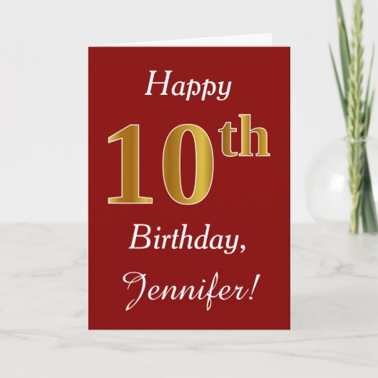 Simple Faux Gold 10e anniversaire + Carte de nom p (Devant)
