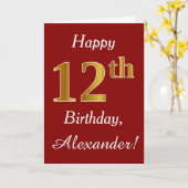 Simple Faux Gold 12e anniversaire + Carte de nom p (Fleur jaune)