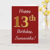 Simple Faux Gold 13e anniversaire + Carte de nom p (Fleur jaune)