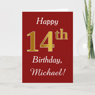 Simple Faux Gold 14e anniversaire + Carte de nom p