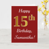 Simple Faux Gold 15e anniversaire + Carte de nom p (Fleur jaune)