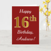 Simple Faux Gold 16e anniversaire + Carte de nom p (Fleur jaune)