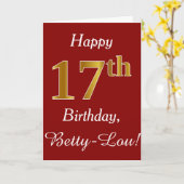 Simple Faux Gold 17e anniversaire + Carte de nom p (Fleur jaune)