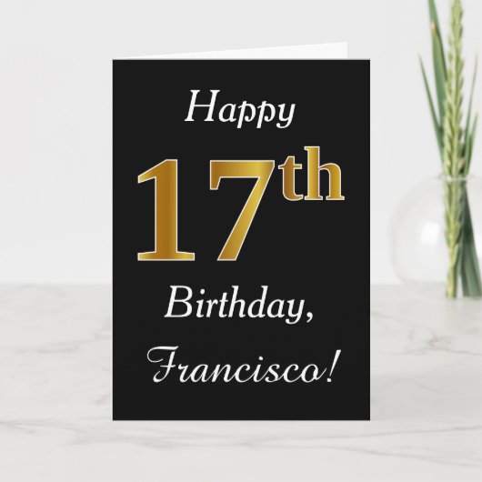 Simple Faux Gold 17e anniversaire + Carte de nom p (Devant)