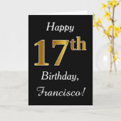 Simple Faux Gold 17e anniversaire + Carte de nom p (Fleur jaune)