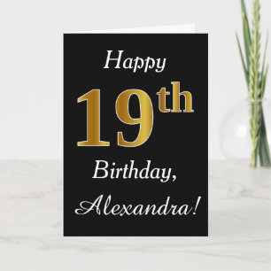 Simple Faux Gold 19e anniversaire + Carte de nom p