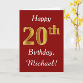 Simple Faux Gold 20e anniversaire + Carte de nom p (Fleur jaune)