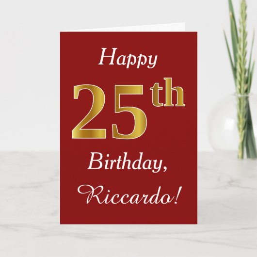 Simple Faux Gold 25e anniversaire + Carte de nom p (Devant)