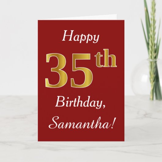 Simple Faux Gold 35e anniversaire + Carte de nom p (Devant)