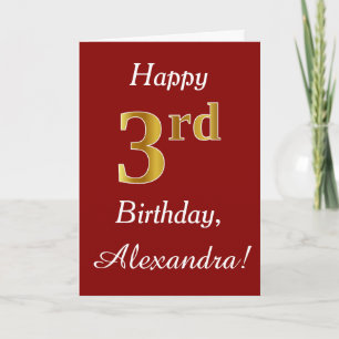 Simple Faux Gold 3ème anniversaire + Carte de nom
