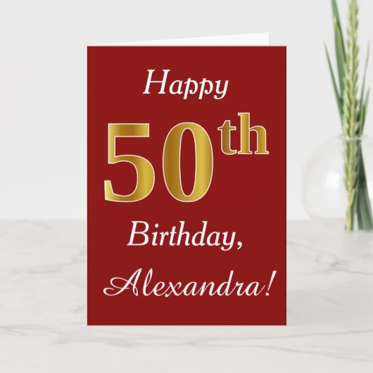 Simple Faux Gold 50e anniversaire + Carte de nom p (Devant)