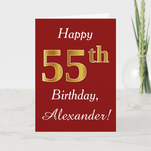 Simple Faux Gold 55e anniversaire + Carte de nom p (Devant)