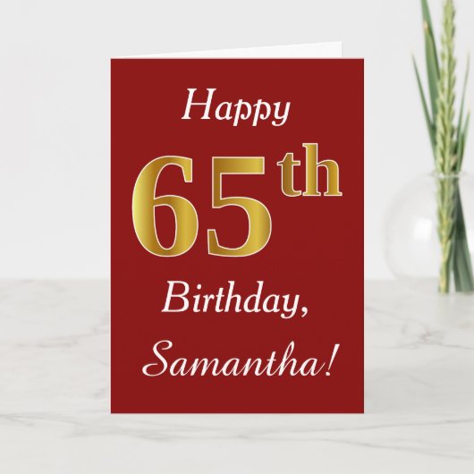 Simple Faux Gold 65e anniversaire + Carte de nom p (Devant)