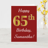 Simple Faux Gold 65e anniversaire + Carte de nom p (Fleur jaune)