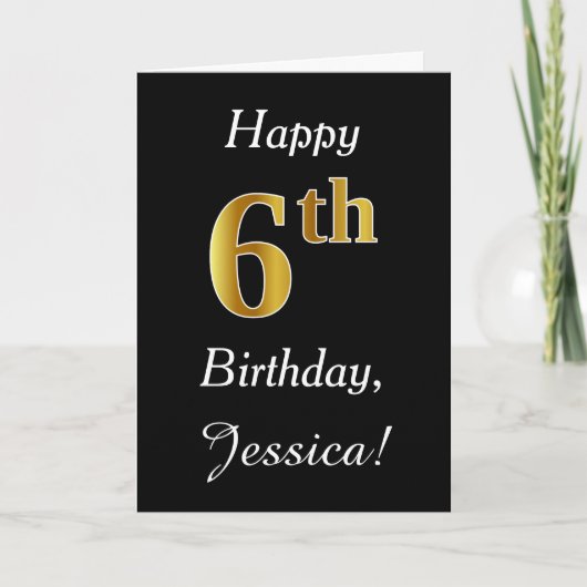 Simple Faux Gold 6e anniversaire + Carte de nom pe (Devant)