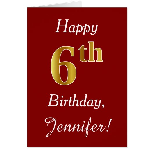 Simple Faux Gold 6e anniversaire + Carte de nom pe (Devant)