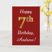 Simple Faux Gold 7e anniversaire + Carte de nom pe (Fleur jaune)