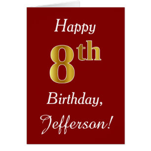 Simple Faux Gold 8e anniversaire + Carte de nom pe