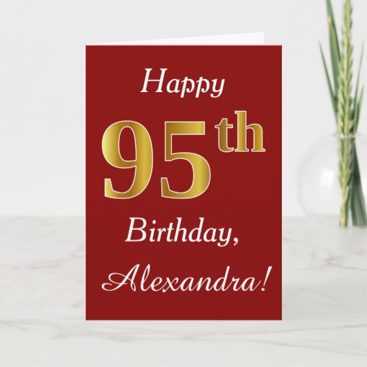 Simple Faux Gold 95e anniversaire + Carte de nom p (Devant)