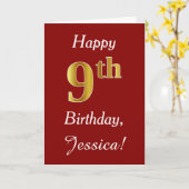 Simple Faux Gold 9e anniversaire + Carte de nom pe (Fleur jaune)