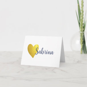 Simple Faux Gold Heart avec nom de script