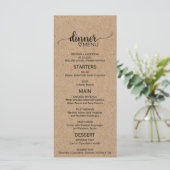 Simple Faux Kraft Calligraphy Wedding Menu (Staand voorkant)