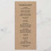 Simple Faux Kraft Calligraphy Wedding Programme (Dos)