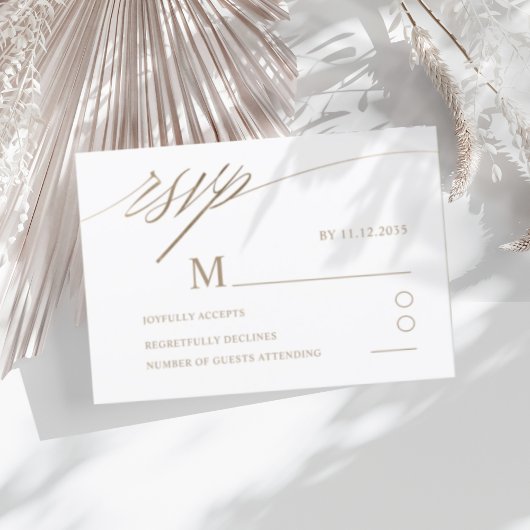 Simple Faux Or Calligraphie Mariage RSVP