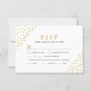 Simple Faux Or Confetti Mariage RSVP + entrées