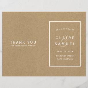Simple Faux Rustic Kraft Wedding Programme