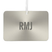 Simple Faux Silver Grey Monogram Luchtverfrisser (Achterkant)