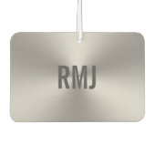 Simple Faux Silver Grey Monogram Luchtverfrisser (Voorkant)