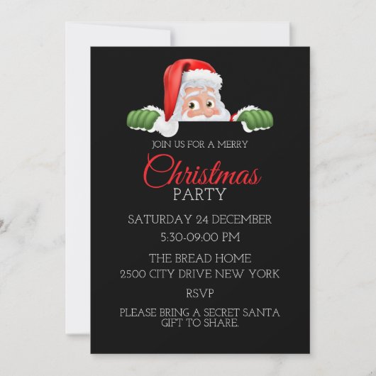 simple festif père Noël invitations de noël modern (Devant)