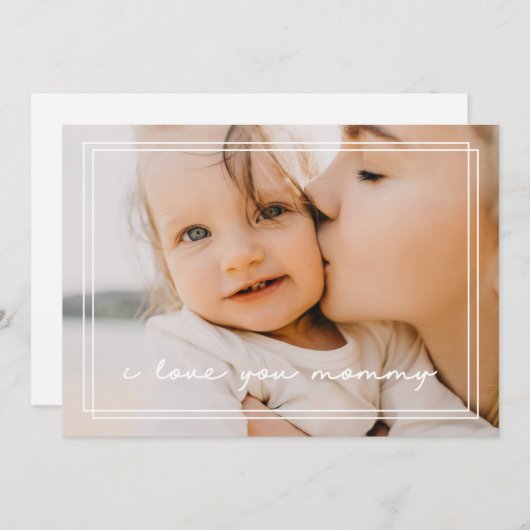 Simple Fête des Mères Blanc Double Cadre Carte pho (Devant / Derrière)