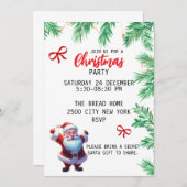 simple fête père Noël noeud de Noël invitations (Devant / Derrière)
